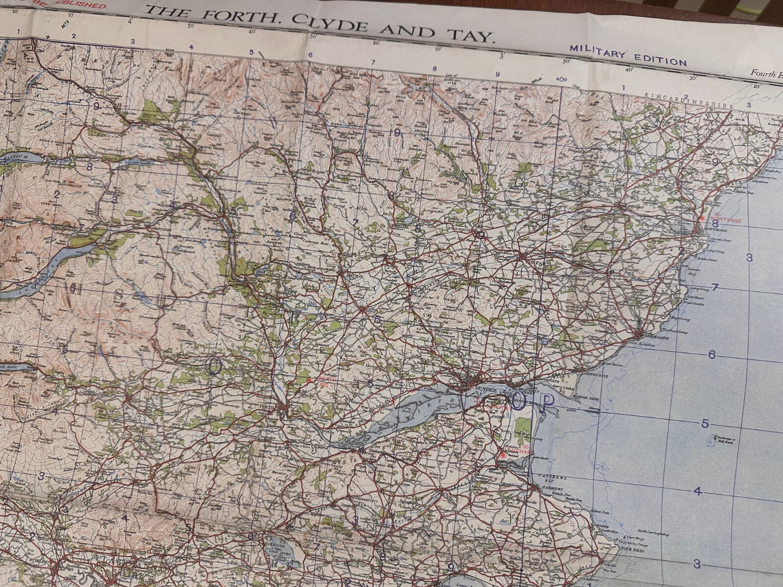 Original WW2 British Army RAF Navy Base Map of Scotland - The Forth, Clyne & Tay - The Militaria Shop