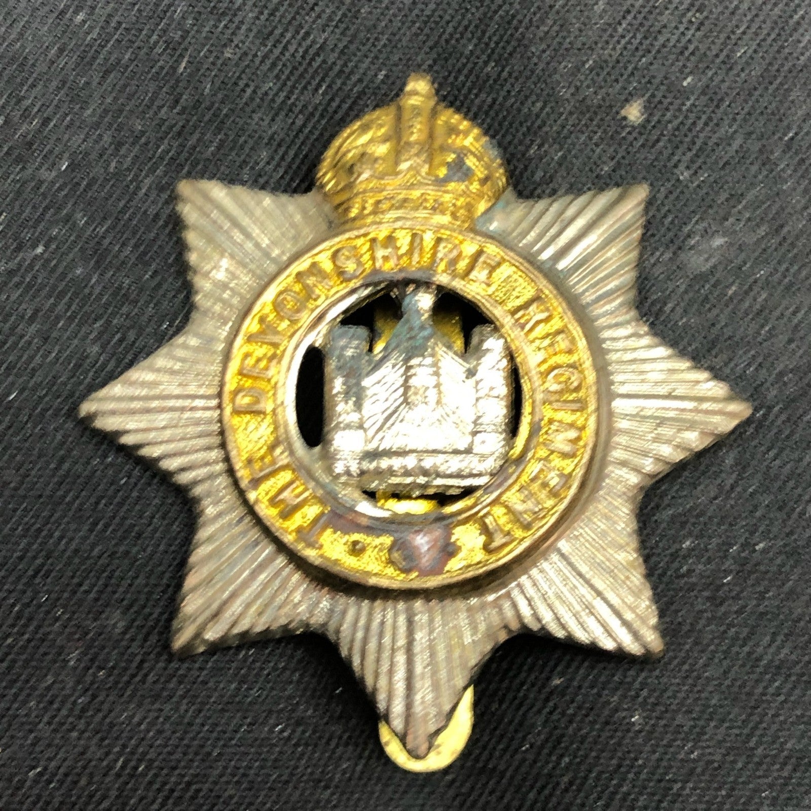 Original WW2 British Army Cap Badge - Devonshire Regiment - The Militaria Shop