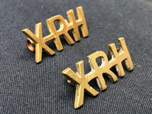 Load image into Gallery viewer, Original WW1 British Army Brass Shoulder Titles - 10th Royal Hussars XRH - The Militaria Shop