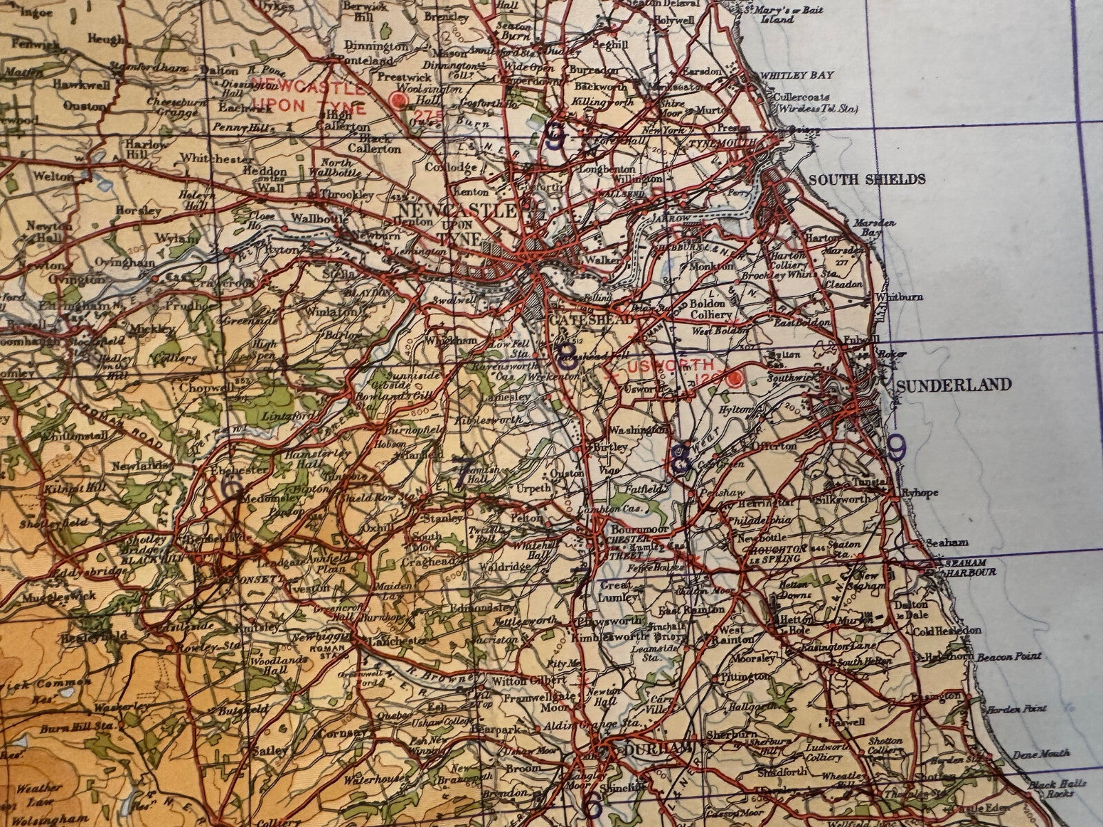 Original WW2 British Army RAF Navy Base Map of England - The Border of Scotland - The Militaria Shop