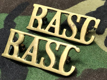 Load image into Gallery viewer, Original WW2 British Army Brass Shoulder Titles - RASC Royal Army Service Corps - The Militaria Shop