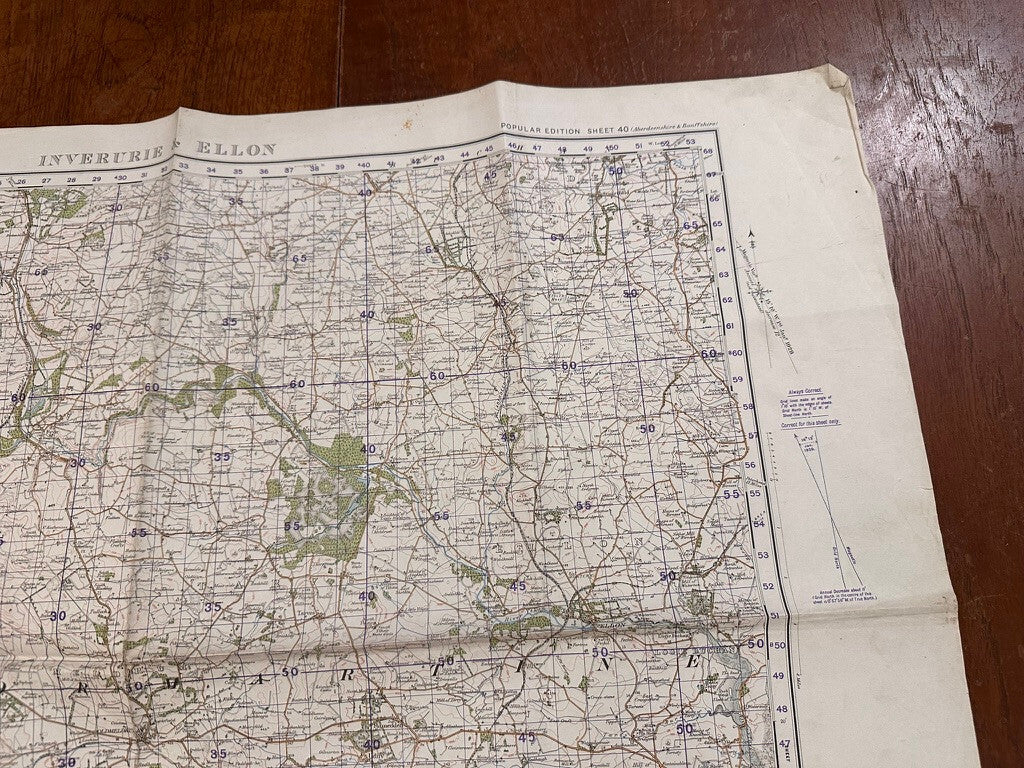 Original WW2 British Army GSGS Map of Scotland - Inverurie & Ellon - The Militaria Shop