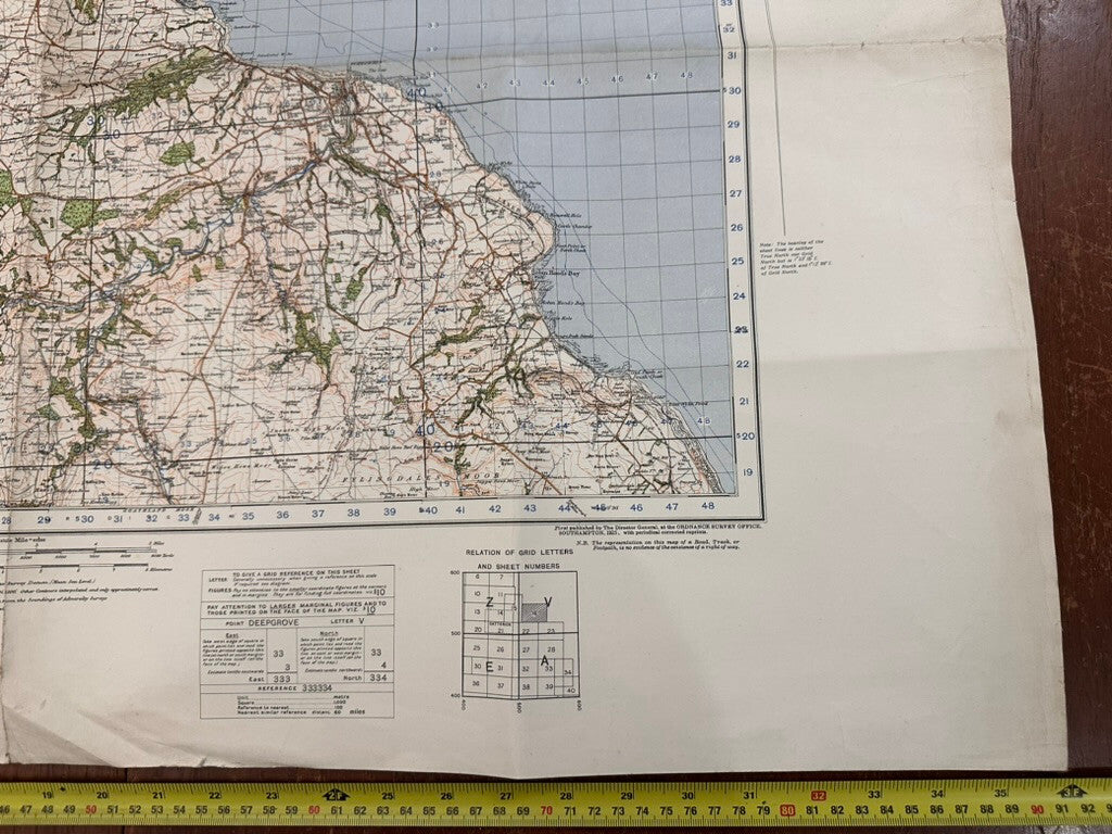 Original WW2 British Army GSGS OS Map of Great Britain - Whitby & Saltburn - The Militaria Shop