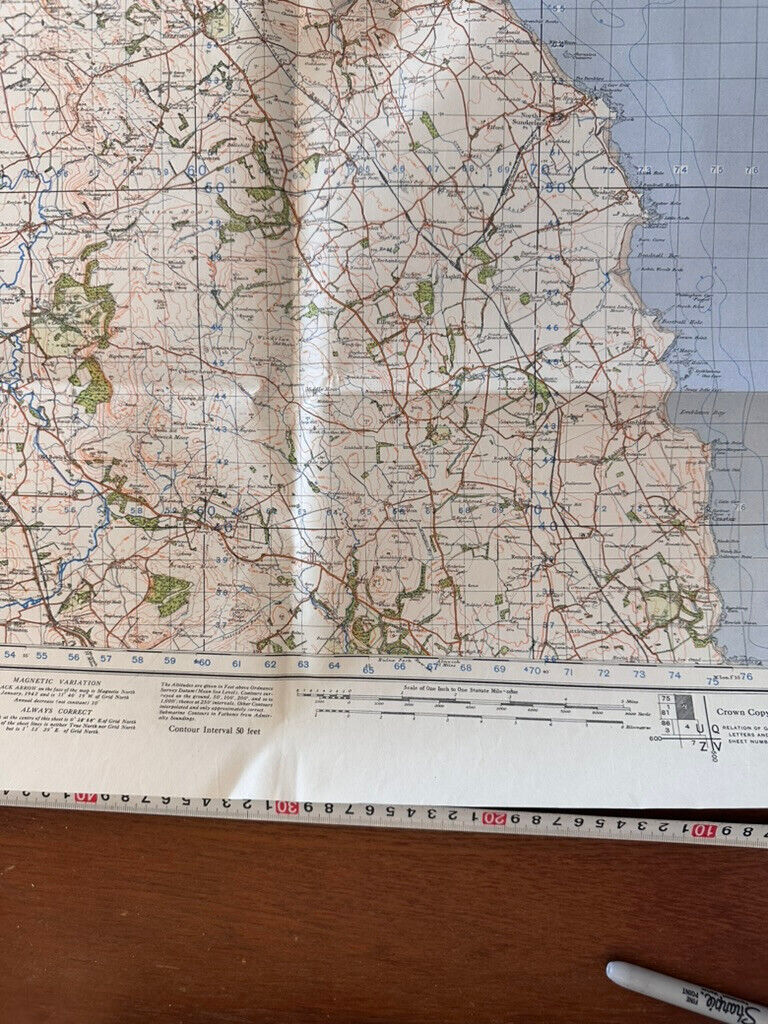 Original WW2 British Army GSGS OS Map of England & Wales - Holy Island - The Militaria Shop