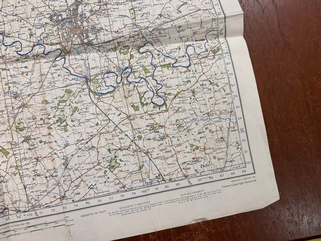 Original WW2 British Army GSGS Map of England RARE Darlington Training Documents - The Militaria Shop