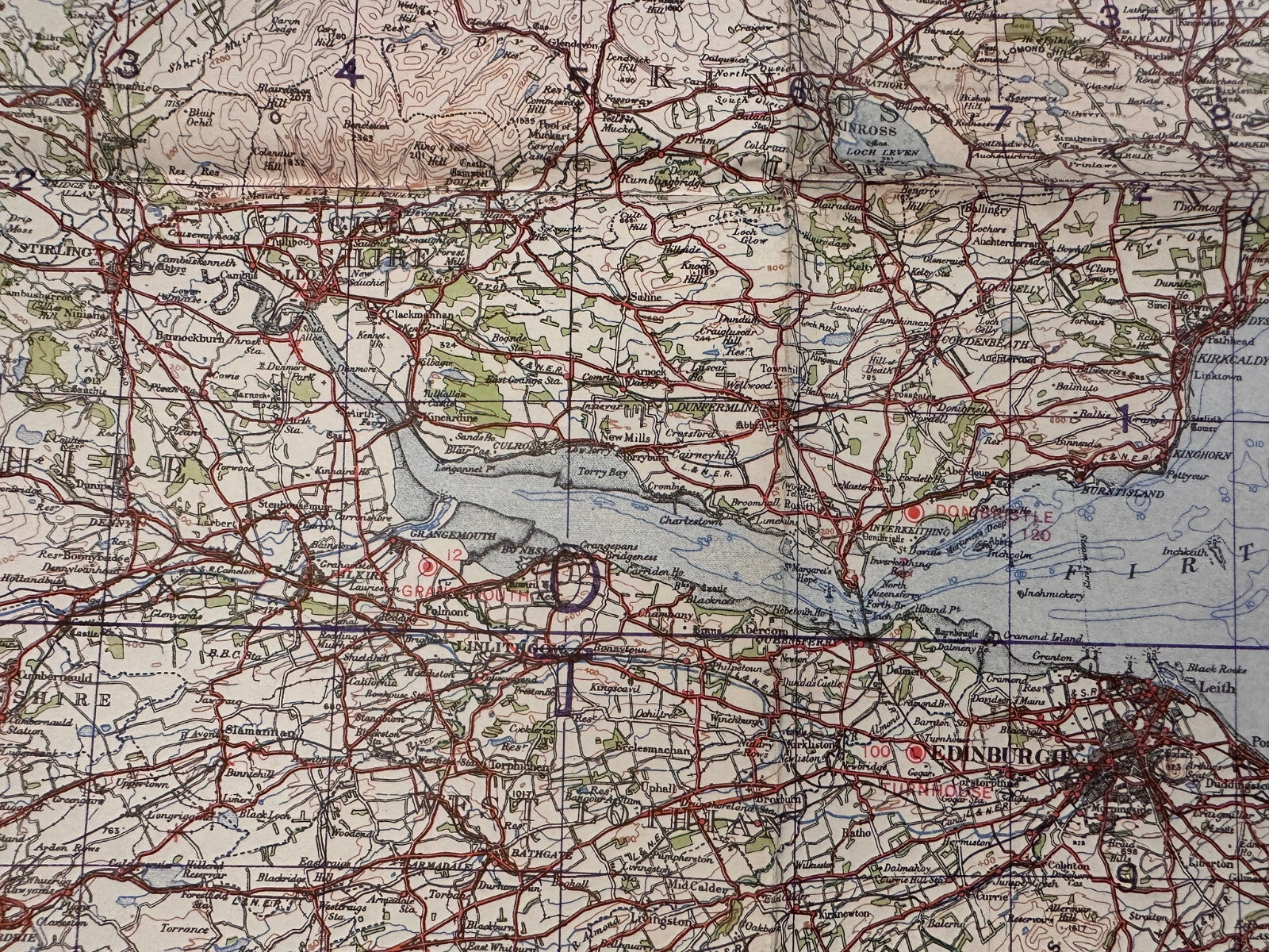 Original WW2 British Army RAF Navy Base Map of Scotland - The Forth, Clyde & Tay - The Militaria Shop