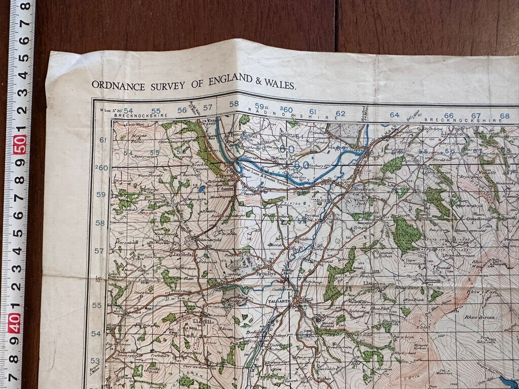Original WW2 British Army OS Map of Great Britain - Abergavenny - The Militaria Shop