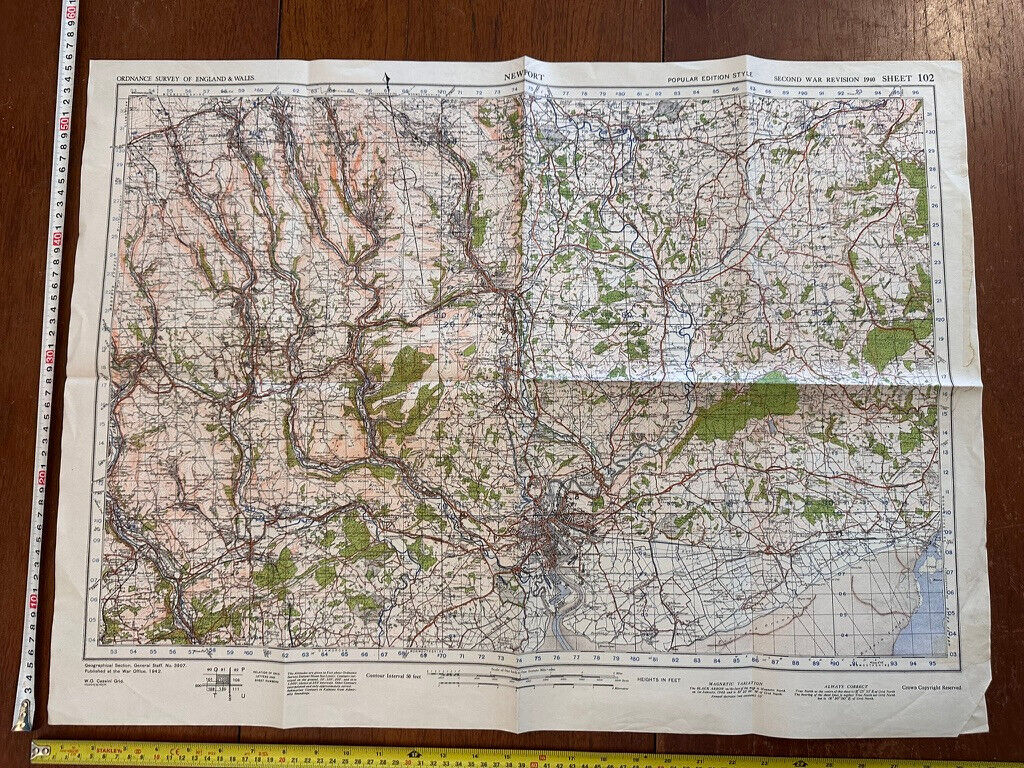 Original WW2 British Army OS Map of Great Britain - Newport - The Militaria Shop