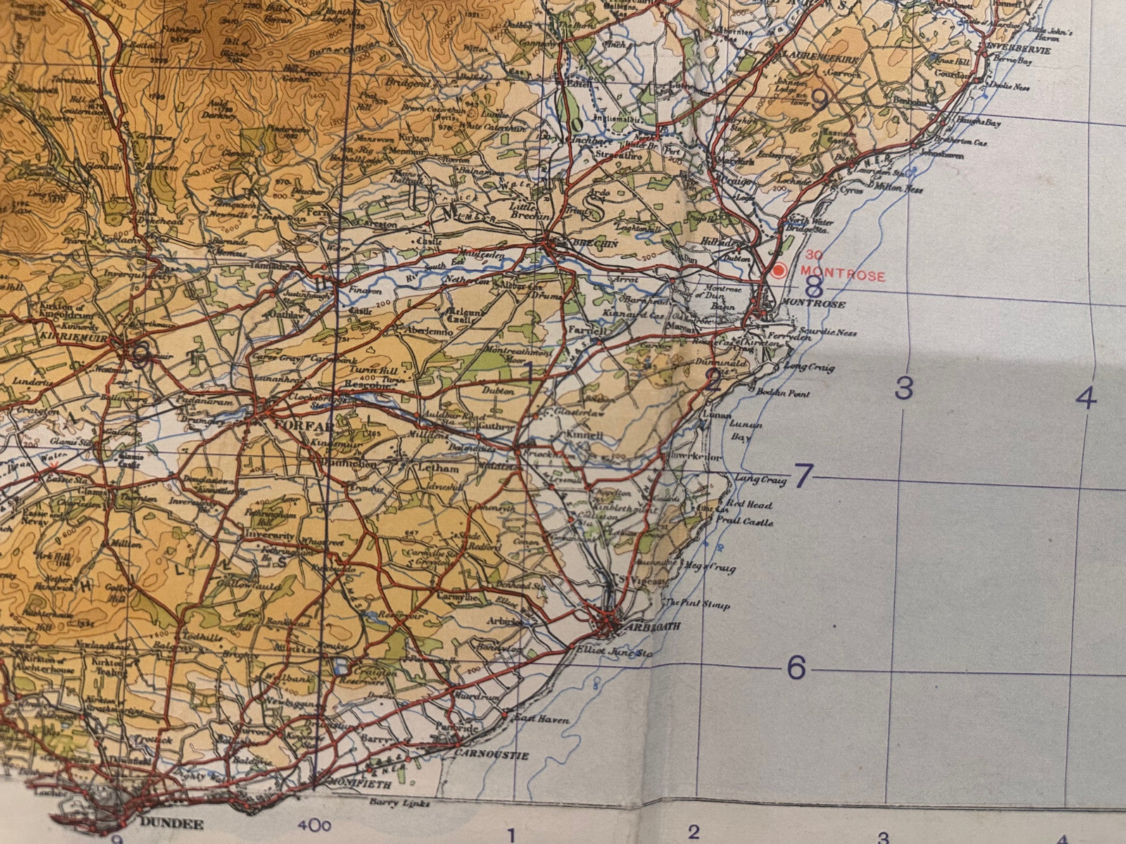 Original WW2 British Army RAF Navy Base Map of Scotland - The Eastern Highlands - The Militaria Shop