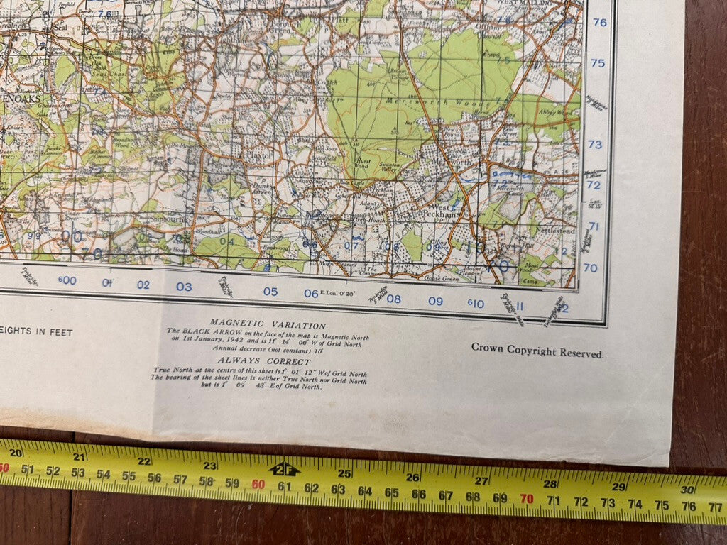 Original WW2 British Army GSGS OS Map of England - S.E London & Sevenoaks - The Militaria Shop