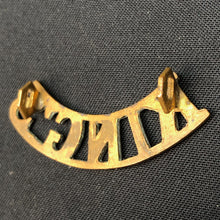 Load image into Gallery viewer, Original WW1 British Army Brass Shoulder Title - King's Liverpool Regiment - The Militaria Shop