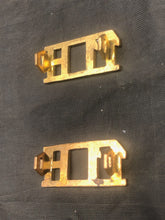 Load image into Gallery viewer, Original WW1 British Army 11th Hussars Brass Shoulder Title Pair - The Militaria Shop