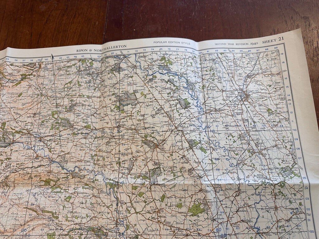 Original WW2 British Army GSGS OS Map of England & Wales - Ripon & Northallerton - The Militaria Shop