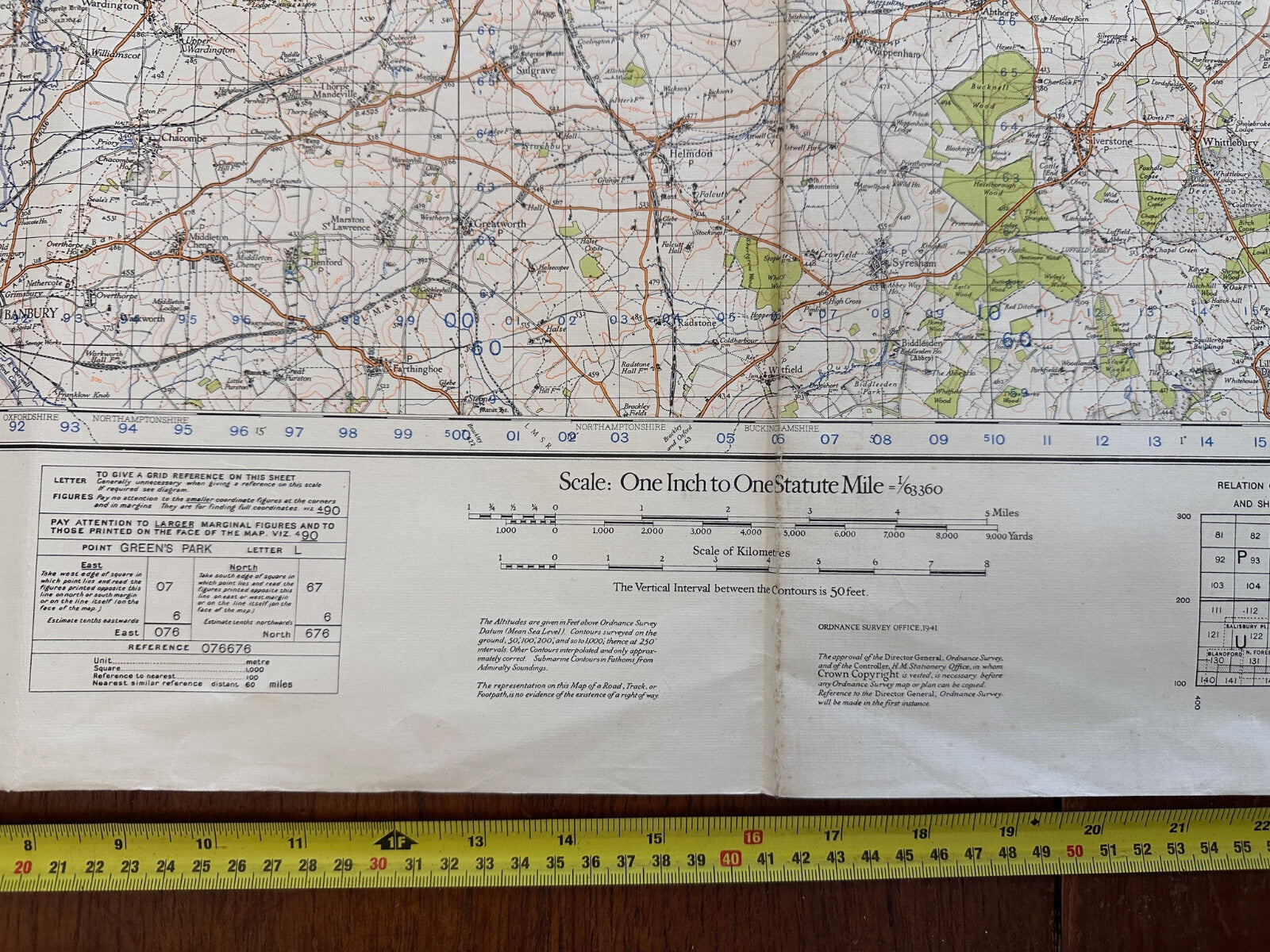 Original WW2 British Army OS Map of Great Britain - Northampton - The Militaria Shop