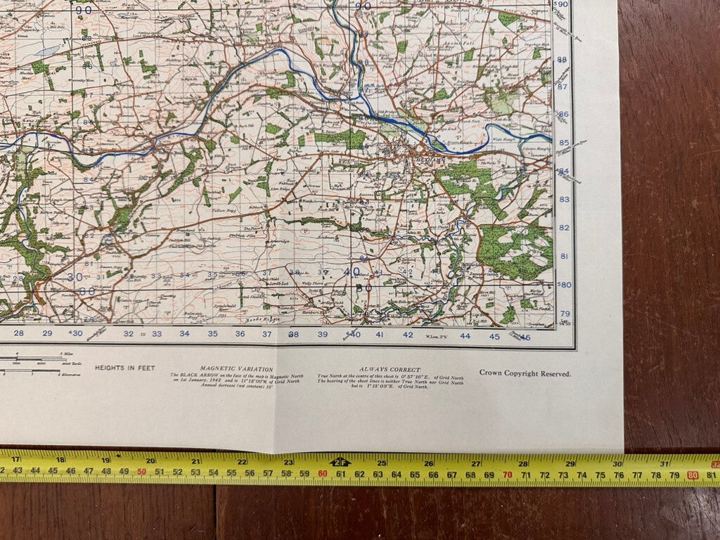 Original WW2 British Army GSGS OS Map England - Hexham - The Militaria Shop