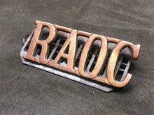 Lade das Bild in den Galerie-Viewer, Genuine British Army Brass Shoulder Title - Royal Army Ordnance Corps RAOC - The Militaria Shop