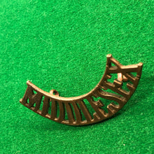 Load image into Gallery viewer, Original WW1 British Army Brass Shoulder Title - Middlesex - The Militaria Shop