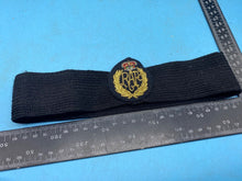 Load image into Gallery viewer, Original British Royal Air Force RAF Queen's Crown Cap Badge on Band - The Militaria Shop