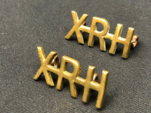 Load image into Gallery viewer, Original WW1 British Army Brass Shoulder Titles - 10th Royal Hussars XRH - The Militaria Shop