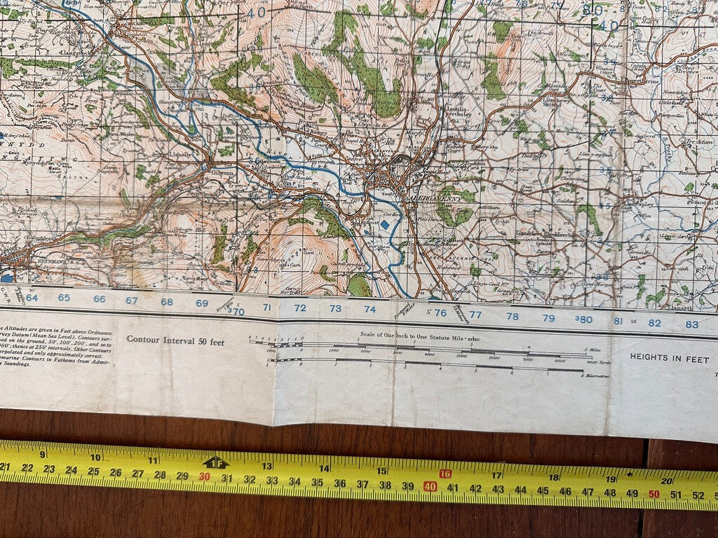 Original WW2 British Army OS Map of Great Britain - Abergavenny - The Militaria Shop