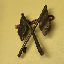 Load image into Gallery viewer, Original WW2 British Army Brass Signallers Flag Sleeve Badge - The Militaria Shop