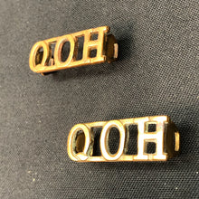 Load image into Gallery viewer, Original WW2 British Army Queen's Own Hussars Q.O.H Brass Shoulder Titles - The Militaria Shop