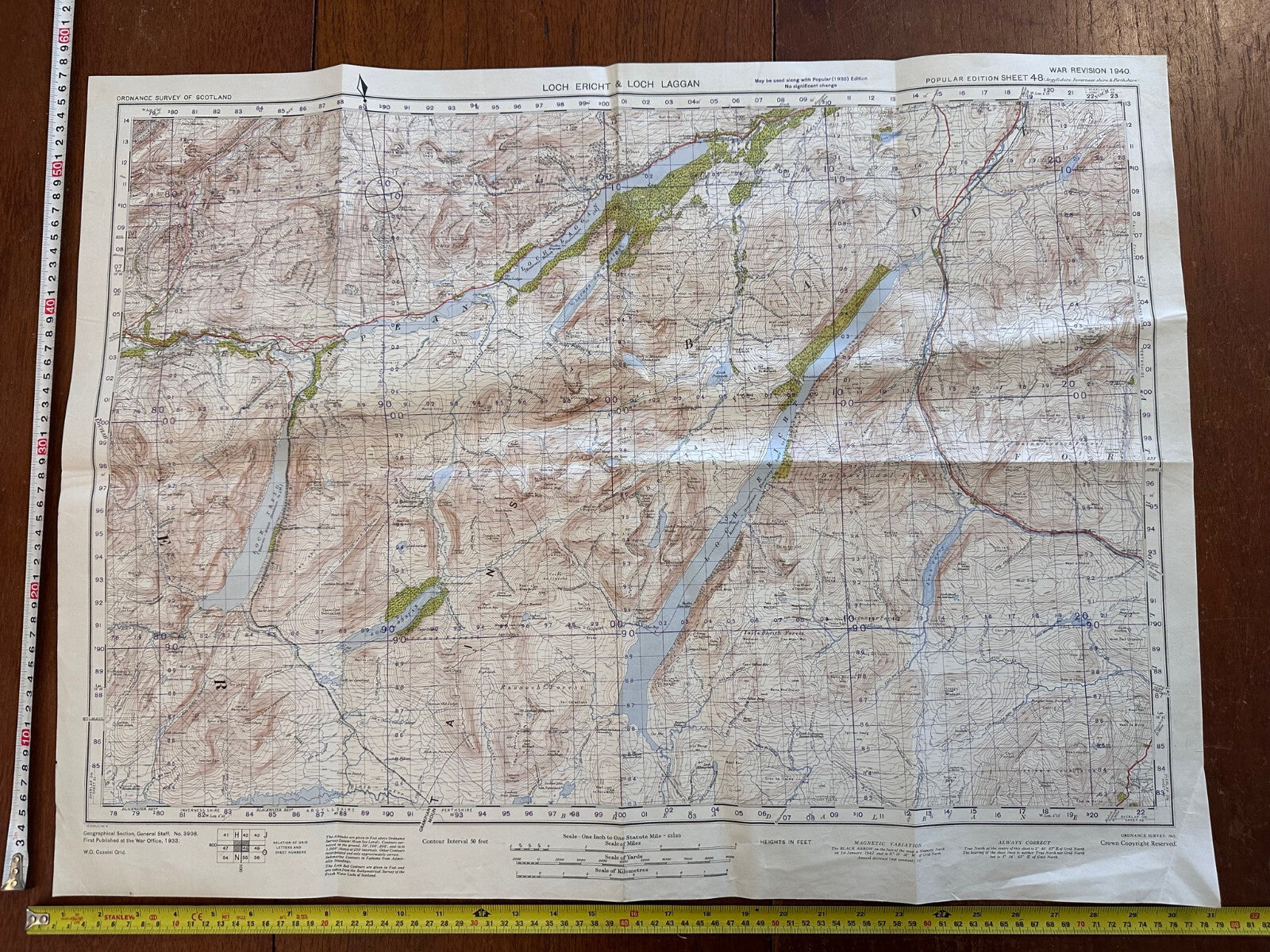 Original WW2 British Army OS Map of Scotland - Loch Ericht & Loch Laggan - The Militaria Shop
