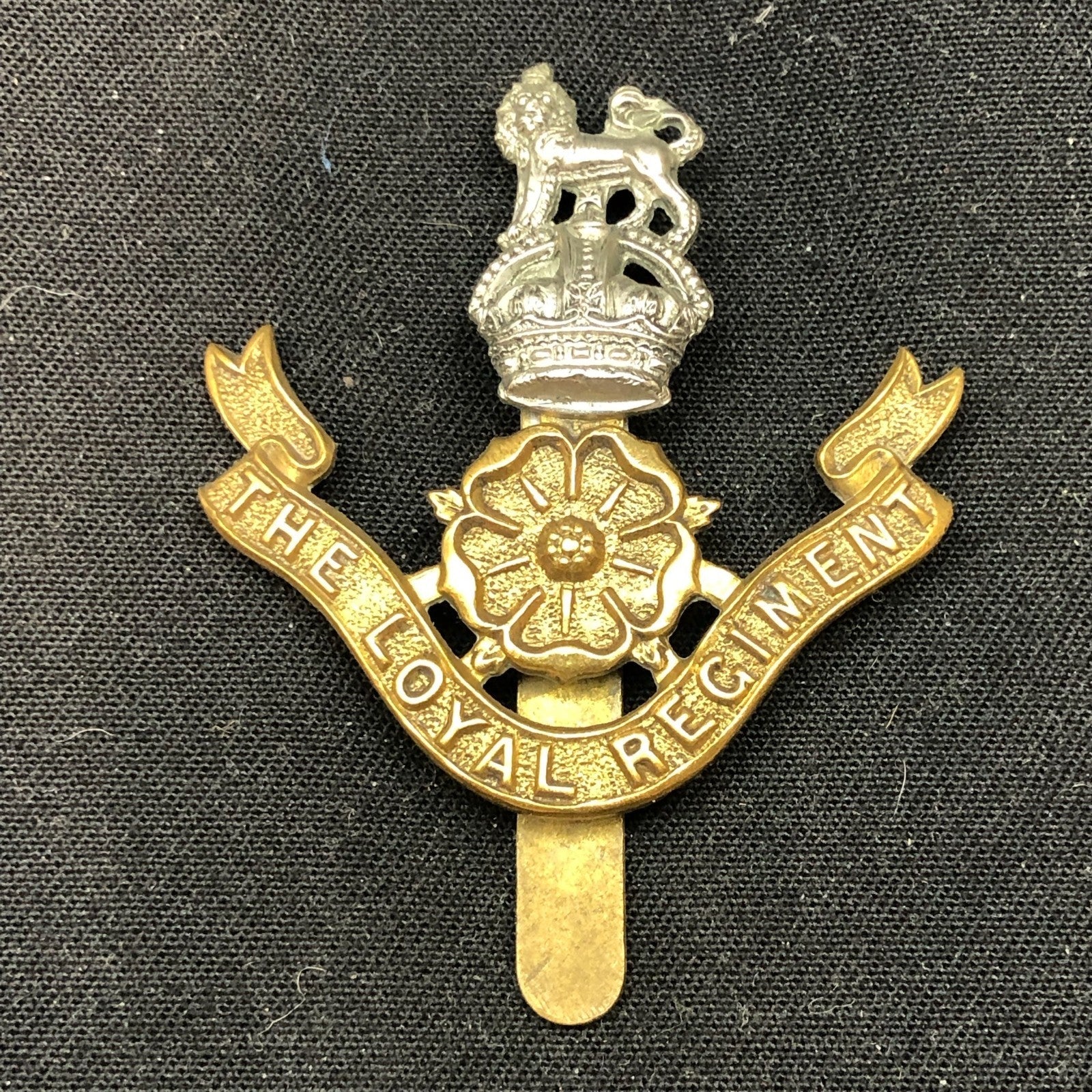 Genuine WW2 British Army Brass Cap Badge - Loyal Regiment (North Lancashire) - The Militaria Shop