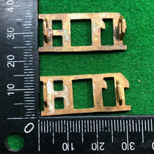Load image into Gallery viewer, Original WW1 British Army Brass Shoulder Titles - 11th Hussars - The Militaria Shop