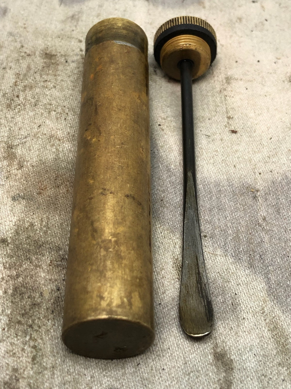 Original WW1 British Army SMLE Enfield Brass Oil Bottle - EFD Marked - The Militaria Shop