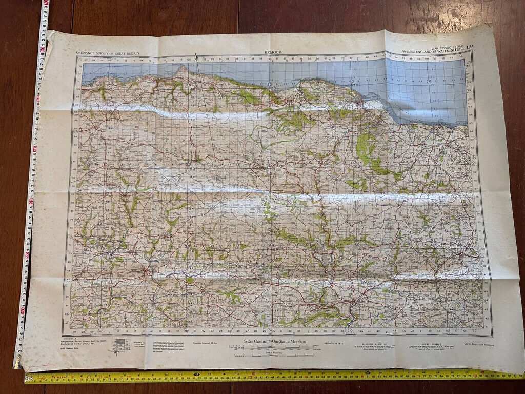 Original WW2 British Army GSGS OS Map of England & Wales - Exmoor - The Militaria Shop