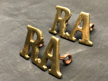 Load image into Gallery viewer, Original WW1 British Army Brass Shoulder Titles - Royal Artillery RA - The Militaria Shop