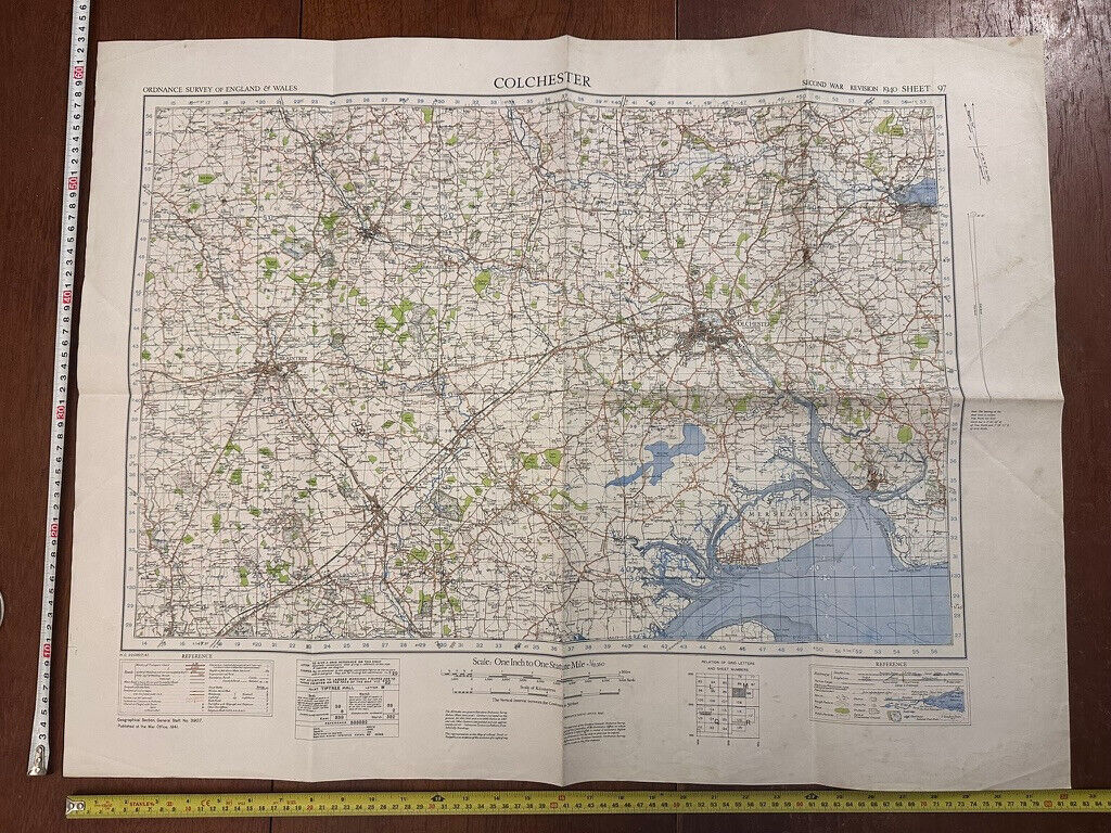Original WW2 British Army GSGS OS Map of Great Britain - Colchester - The Militaria Shop