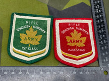 Load image into Gallery viewer, Two Canadian Army Dominion Rifle Marksmen Cloth Badges - The Militaria Shop