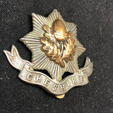 Load image into Gallery viewer, Genuine WW2 British Army Brass Cap Badge - Cheshire Regiment - The Militaria Shop
