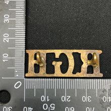 Load image into Gallery viewer, Original WW1 British Army Brass Shoulder Title - Royal Gloucestershire Hussars - The Militaria Shop