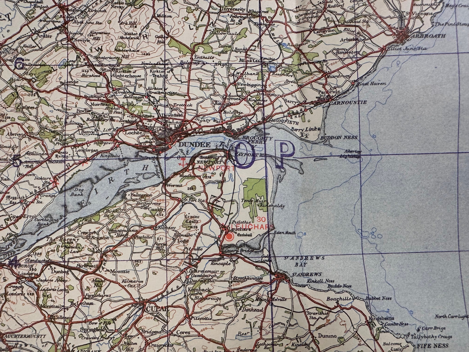 Original WW2 British Army RAF Navy Base Map of Scotland - The Forth, Clyne & Tay - The Militaria Shop