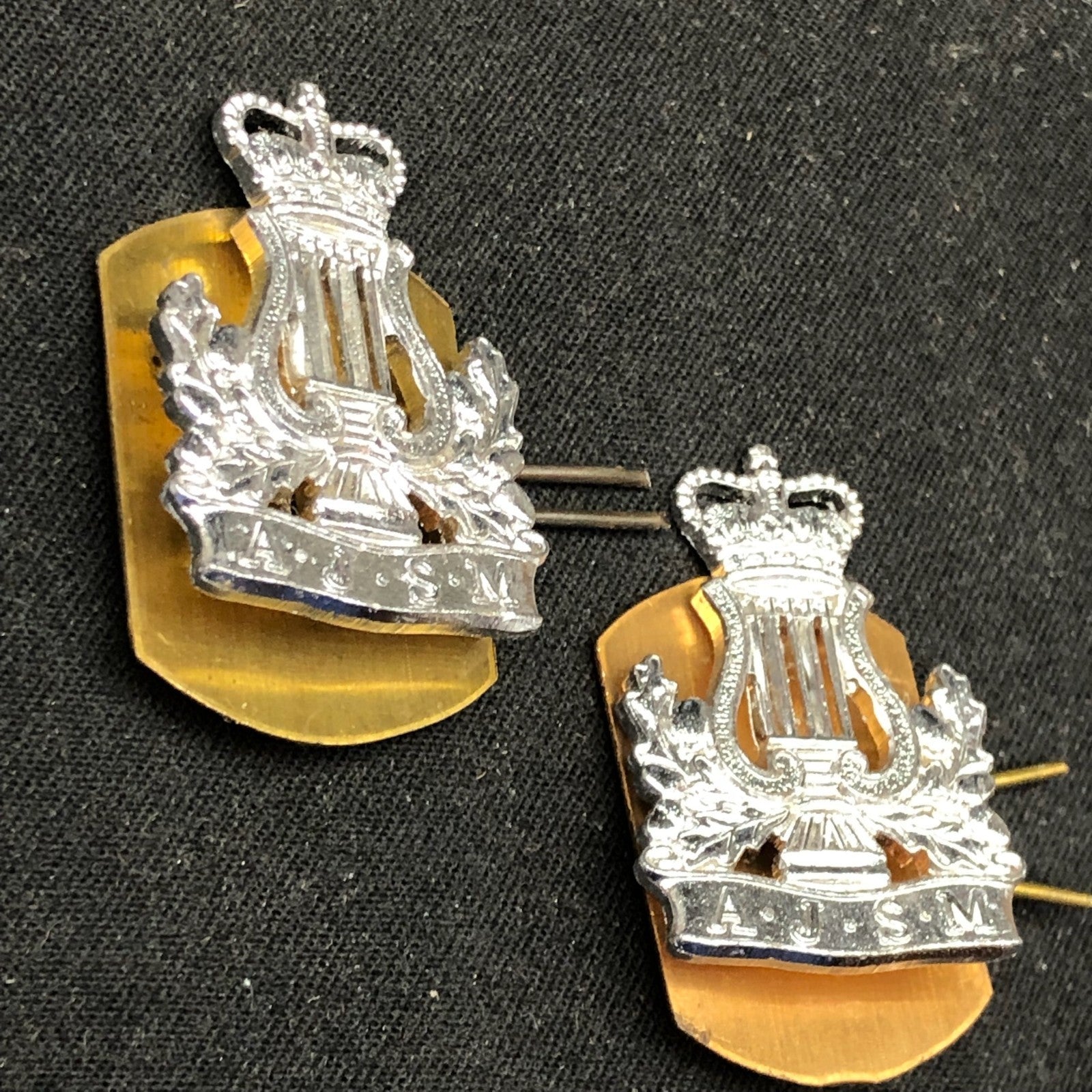Original British Collar Badge Pair - The Army Junior School Of Music - The Militaria Shop
