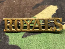 Load image into Gallery viewer, Original WW2 British Army Brass Shoulder Title - ROYALS - Royal Dragoon Regiment - The Militaria Shop