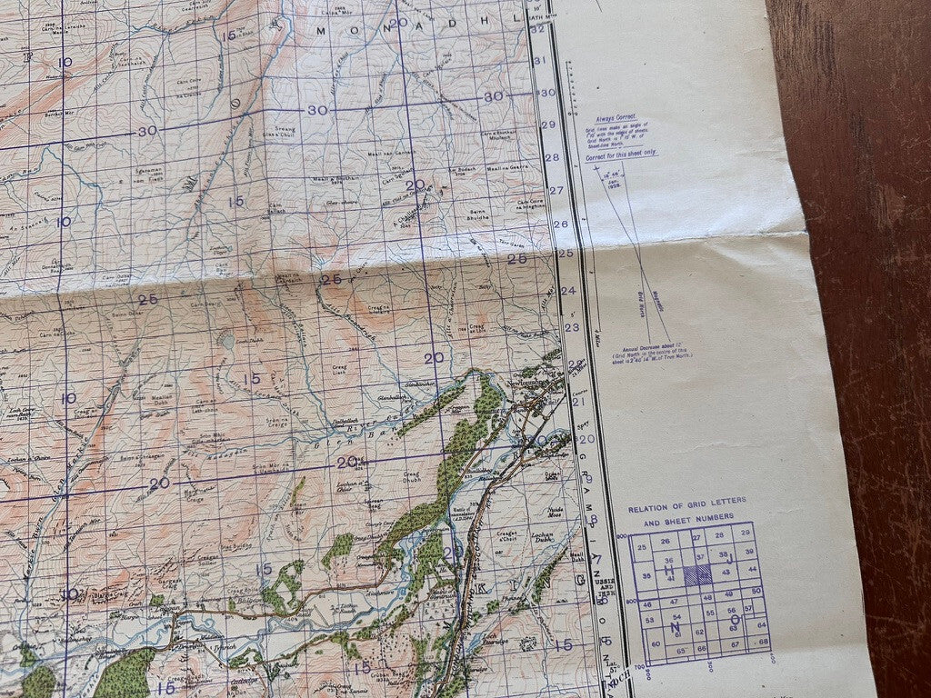 Original WW2 British Army GSGS Map of Scotland - Fort Augustus - The Militaria Shop