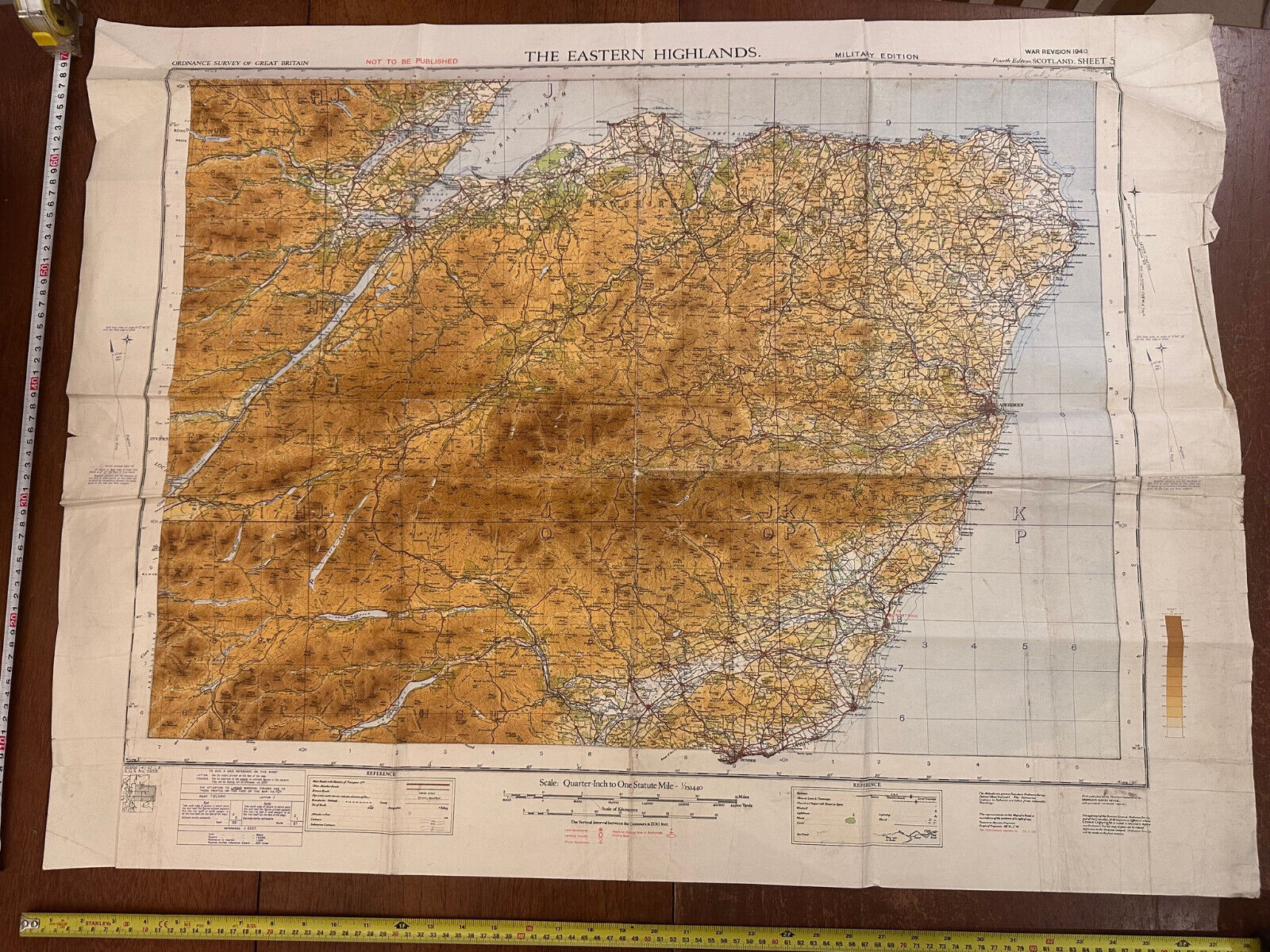 Original WW2 British Army RAF Navy Base Map of Scotland - The Eastern Highlands - The Militaria Shop