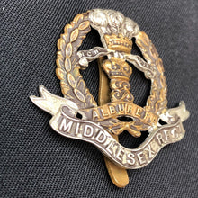 Load image into Gallery viewer, Original WW1 / WW2 British Army Middlesex Regiment Cap Badge - The Militaria Shop