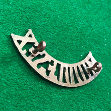 Load image into Gallery viewer, Original WW1 British Army Brass Shoulder Title - Middlesex - The Militaria Shop