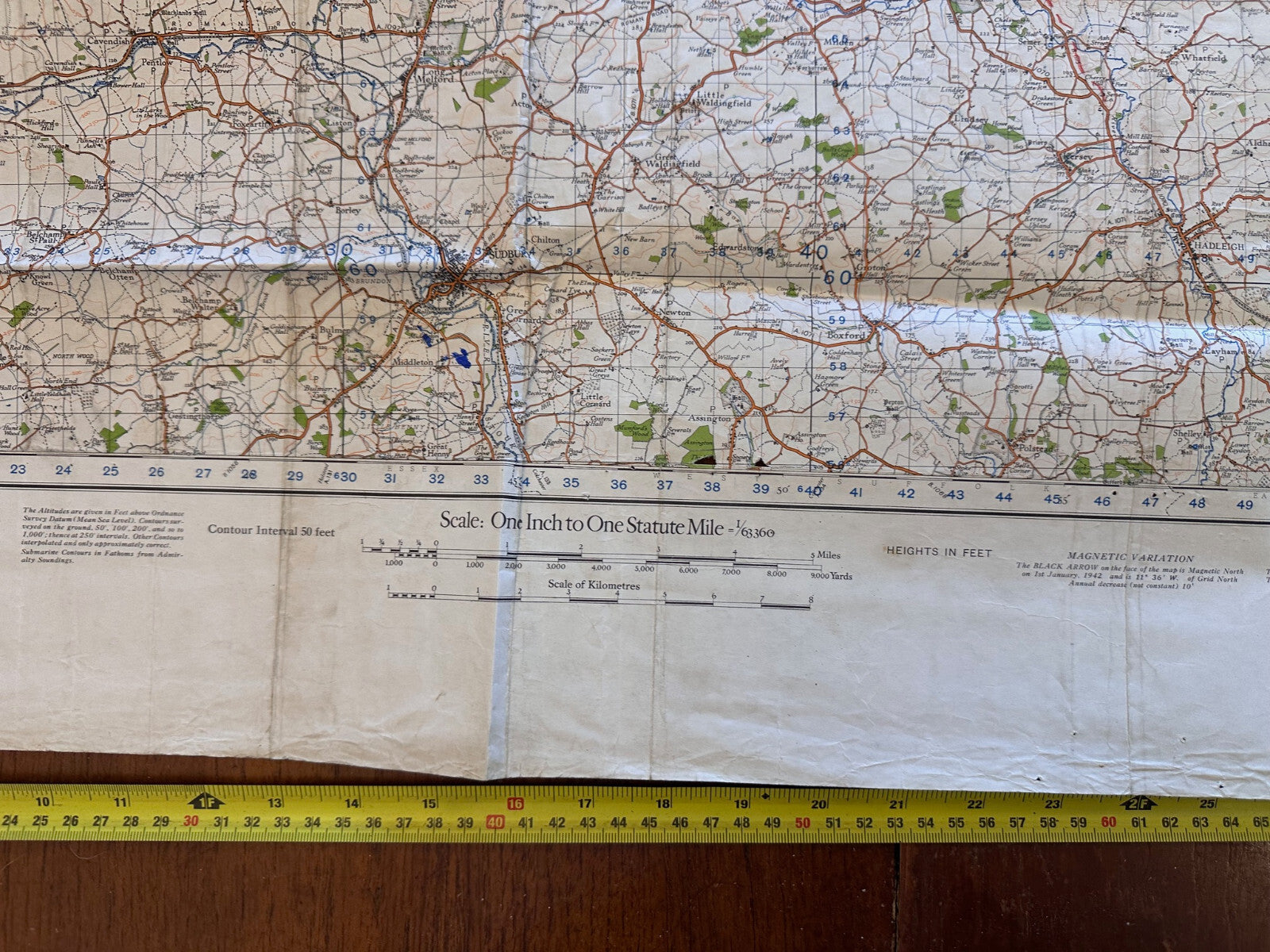 Original WW2 British Army GSGS OS Map of England - Bury St Edmunds & Sudbury - The Militaria Shop