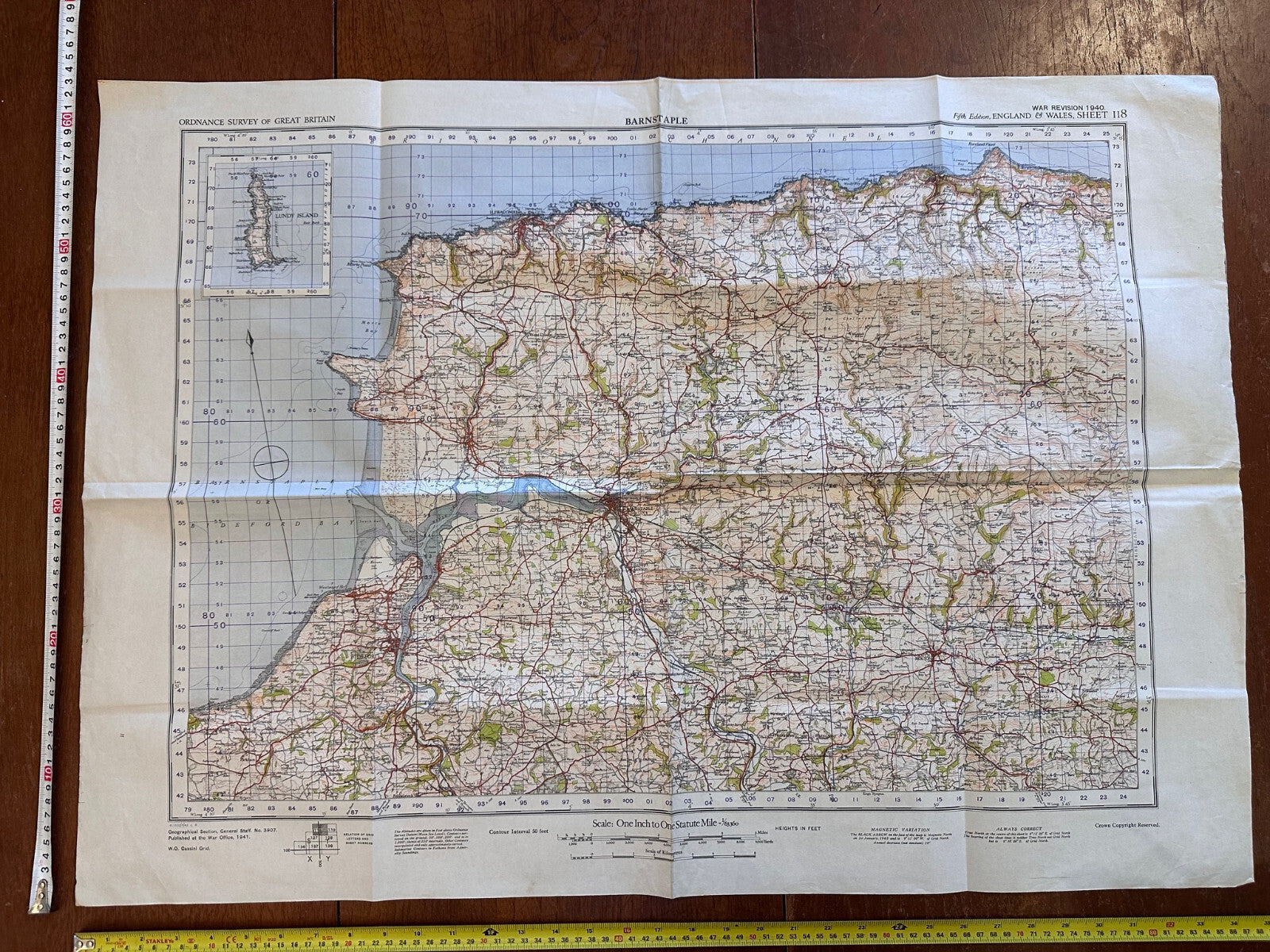 Original WW2 British Army GSGS OS Map of England - Barnstaple - The Militaria Shop