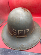 Load image into Gallery viewer, Original WW2 British Home Front SFP Supplementary Fire Party Helmet with Liner - The Militaria Shop