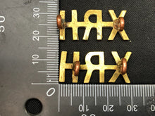 Load image into Gallery viewer, Original WW1 British Army Brass Shoulder Titles - 10th Royal Hussars XRH - The Militaria Shop