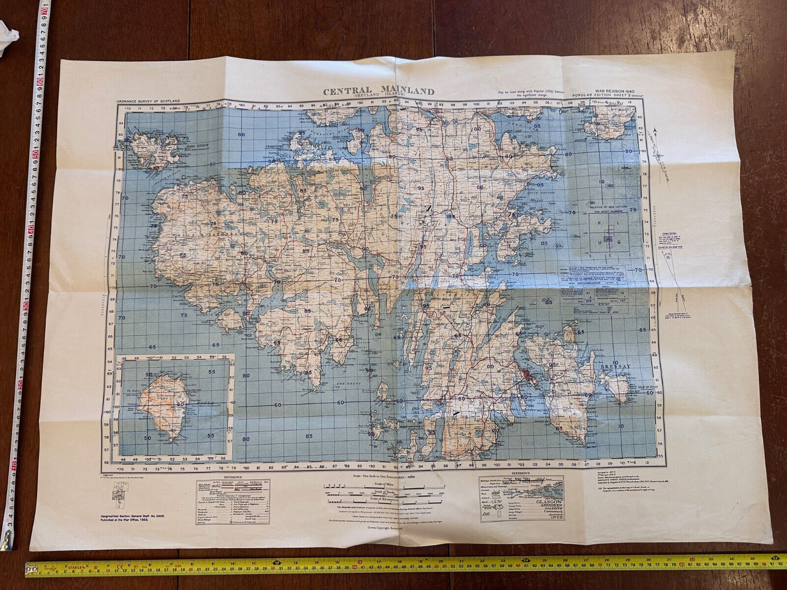 Original WW2 British Army GSGS Map of Scotland - Mainland Shetland Islands - The Militaria Shop