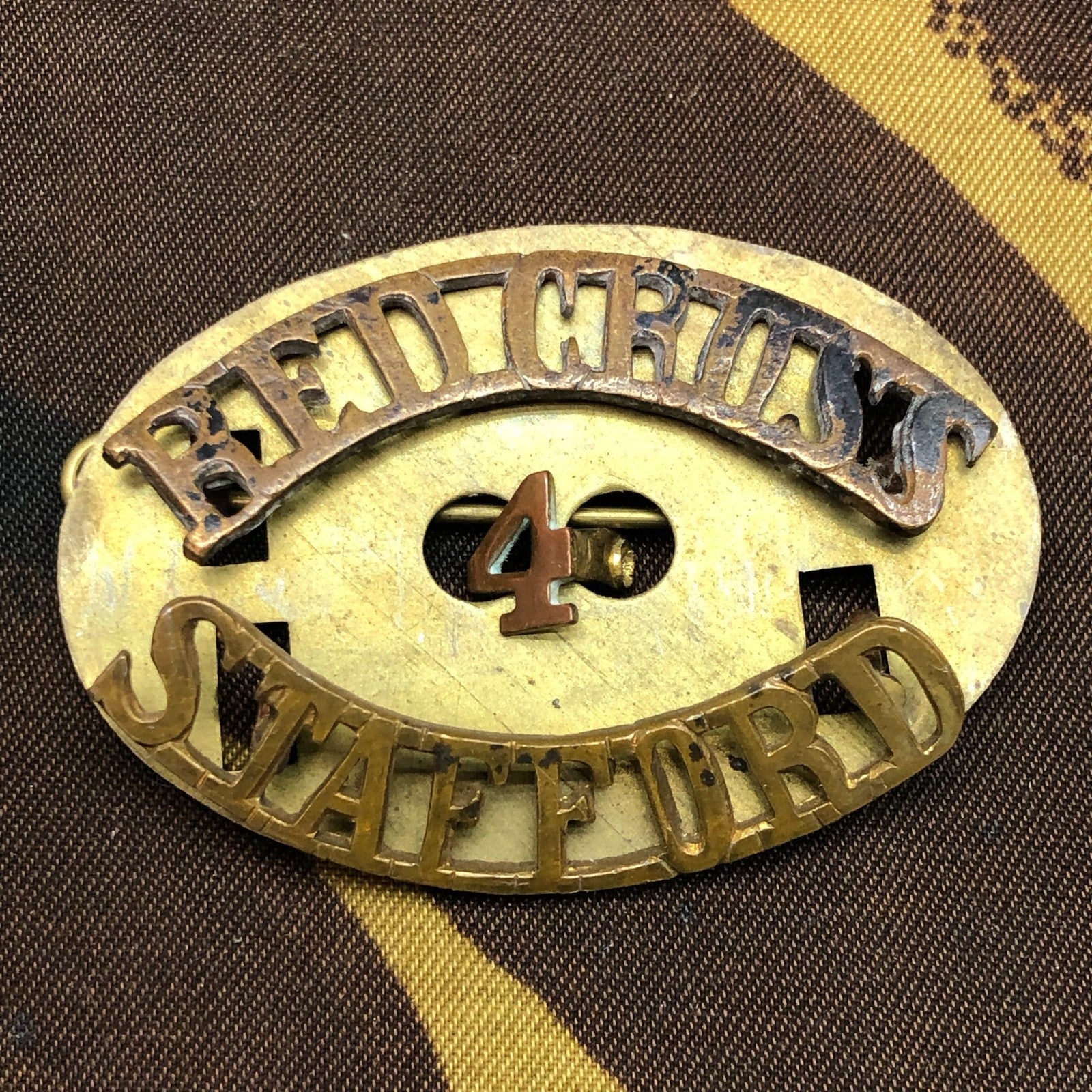 Original WW1 British Army Red Cross Shoulder Title - Stafford - The Militaria Shop
