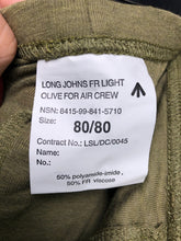 Load image into Gallery viewer, Genuine NEW British Army Long Johns FR Light Olive for Air Crew - Size 80/80 - The Militaria Shop